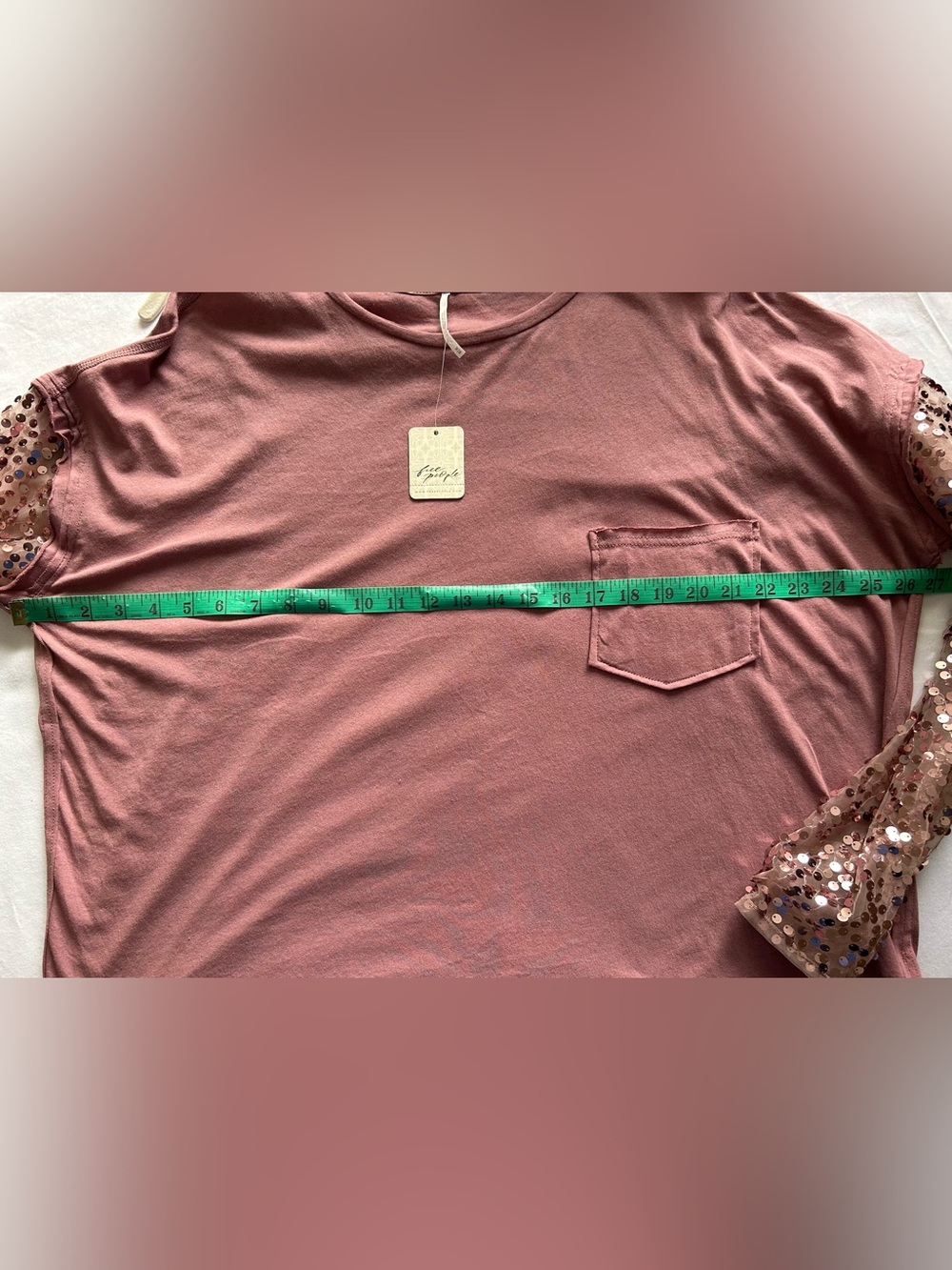 NWT - Free People “Celine” T-Shirt w. Sequinned Detail in “Lavender Shadows” - Picture 14 of 14